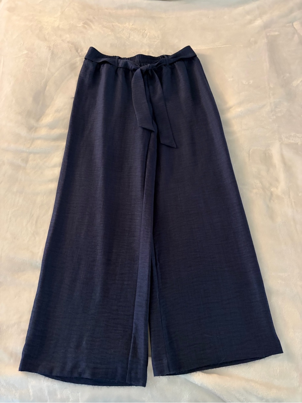 Wren Navy Wide-Leg Tie Waist Pants